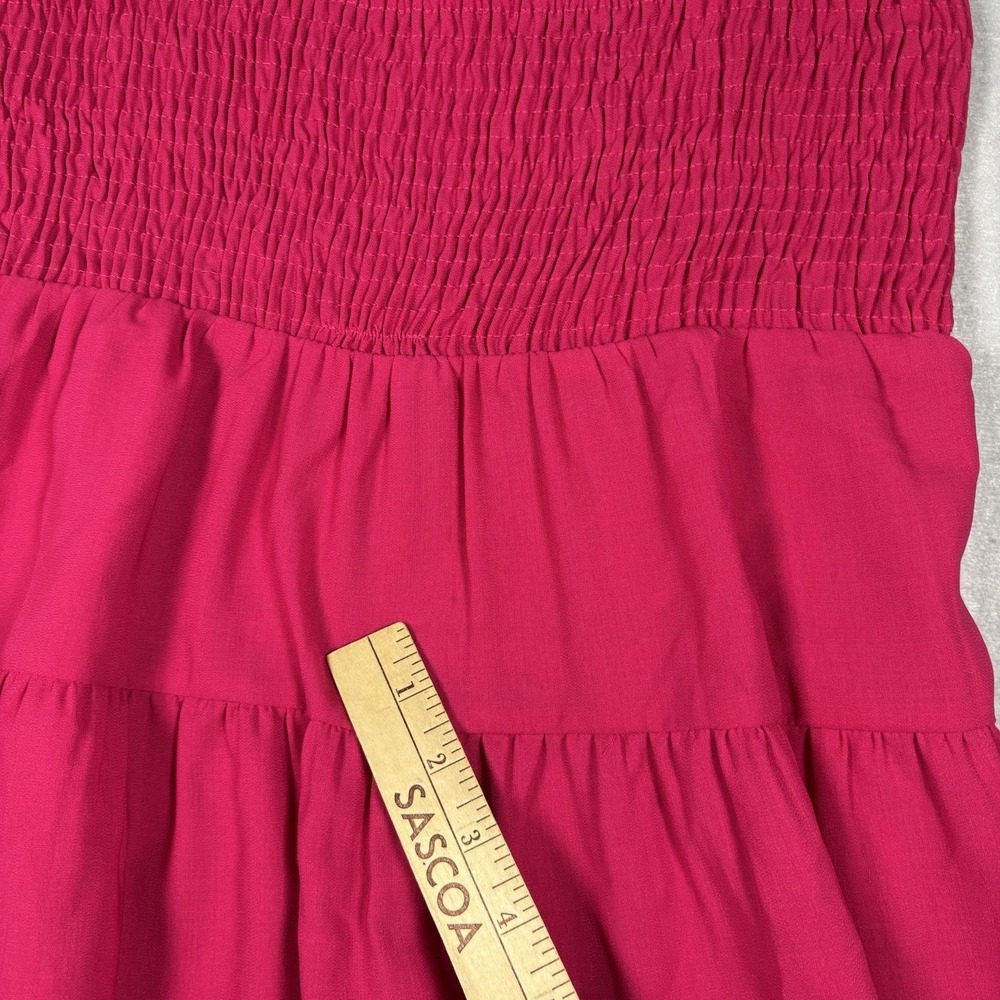 Paper Crane Tank Top Pink Smocked Bust Tiered Babydoll Strap Size Medium Y2K - Picture 8 of 9